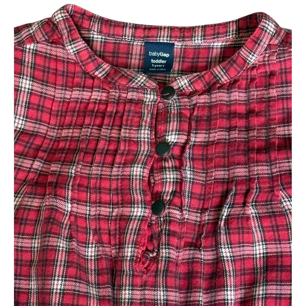 Gap Kids Red Tartan Plaid Dress 5 years Long Sleeve Back to School Y2K